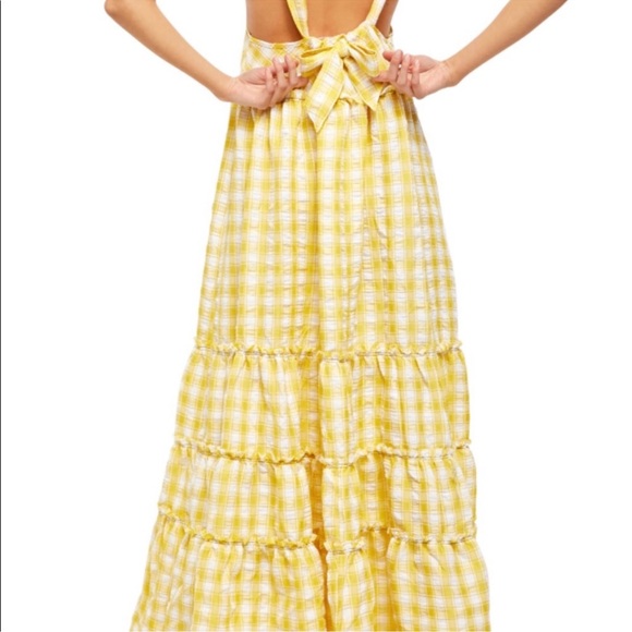 FREE PEOPLE BEACH CLUB MAXI DRESS YELLOW GINGHAM SZ XS - Picture 5 of 6
